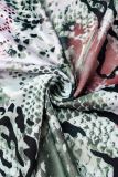 Green Sexy Print Backless Spaghetti Strap Long Dress (Subject To The Actual Object)