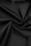 Black Sexy Solid Hollowed Out Backless Halter One Step Skirt Dresses