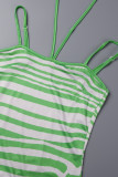Stripe Sexy Striped Print Backless Slit Spaghetti Strap Long Dress Dresses