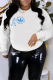 White Casual Sportswear Print Patchwork Letter O Neck Tops