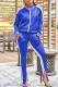Blue Casual Solid Patchwork Slit Zipper Collar Long Sleeve Two Pieces