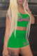 Green Sexy Casual Letter Print Backless Spaghetti Strap Sleeveless Two Pieces