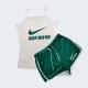Green Casual Print Letter Spaghetti Strap Sleeveless Two Pieces