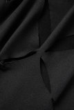 Black Sexy Solid Hollowed Out Backless Halter One Step Skirt Dresses