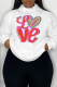 White Street Daily Print Draw String Letter Hooded Collar Tops