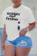 White Casual Street Print Patchwork O Neck T-Shirts