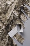 Camouflage Street Print Tassel Ripped Backless Halter Long Sleeve Two Pieces(Without Waist Chain)