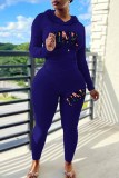 Pink Casual Print Letter Hooded Collar Long Sleeve Two Pieces