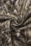 Camouflage Street Print Tassel Ripped Backless Halter Long Sleeve Two Pieces(Without Waist Chain)