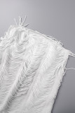 White Sexy Solid Backless Halter Sleeveless Two Pieces