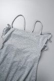 Grey Sexy Casual Solid Cross Straps Spaghetti Strap Sleeveless Dress Dresses