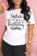 White Daily Vintage Print Letter O Neck T-Shirts