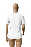 Grey Casual Print Basic O Neck T-Shirts