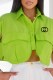 Green Yellow Casual Print Letter Turndown Collar Tops