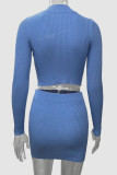 Blue Street Simplicity Solid Pearl Half A Turtleneck Long Sleeve Two Pieces