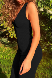 Green Sexy Solid Bandage Backless Halter Skinny Jumpsuits
