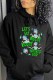 Black Casual Character Print Letter Hooded Collar Tops