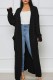 Black Casual Street Solid Slit Cardigan Weave Outerwear