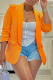Orange Yellow Daily Elegant Simplicity Solid Color Turn-back Collar Outerwear