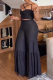 Black Casual Daily Elegant Vacation Plain Hollowed Out Fold Spaghetti Strap Loose Jumpsuits