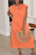 Tangerine Red Casual Solid Patchwork O Neck Straight Dresses