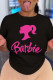 Black Casual Print Basic O Neck T-Shirts