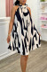 White Casual Sweet Daily Simplicity Printing Halter A Line Dresses