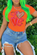 Orange Daily Vintage Print Patchwork O Neck T-Shirts