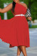 Red Casual Solid Backless With Belt Oblique Collar Sleeveless Dress Dresses
