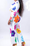 White Casual Sweet Cute Vacation Print Bandage Printing Turndown Collar Long Sleeve Two Pieces