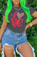 Dark Gray Daily Vintage Print Patchwork O Neck T-Shirts