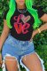 Black Daily Vintage Print Patchwork O Neck T-Shirts