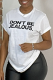 White Casual Daily Print Patchwork Letter O Neck T-Shirts