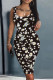 Black Casual Print Basic U Neck Vest Dress Dresses
