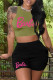 Light Green Casual Letter Print Basic O Neck Sleeveless Two Pieces