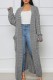 Grey Casual Street Solid Slit Cardigan Weave Outerwear