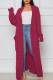 Rose Red Casual Street Solid Slit Cardigan Weave Outerwear