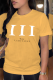 Yellow Daily Vintage Print Patchwork Letter O Neck T-Shirts