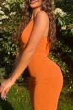 Green Sexy Solid Bandage Backless Halter Skinny Jumpsuits