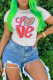 White Daily Vintage Print Patchwork O Neck T-Shirts