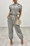 Black Casual Solid Patchwork Hooded Collar Regular Long Sleeve Two Piece Set