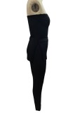 Pink Sexy Casual Solid Backless Slit Strapless Sleeveless Two Pieces
