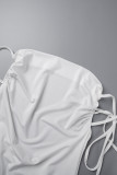 Light Blue Sexy Solid Backless Fold Strap Design Spaghetti Strap Dresses
