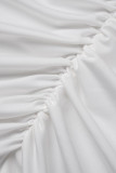 Light Blue Sexy Solid Backless Fold Strap Design Spaghetti Strap Dresses