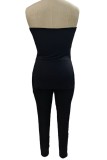 Pink Sexy Casual Solid Backless Slit Strapless Sleeveless Two Pieces