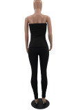 Blue Sexy Casual Solid Backless Slit Strapless Sleeveless Two Pieces