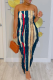 Tibetan Blue Casual Print Tassel Patchwork Strapless Wrapped Skirt Dresses