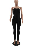 Blue Sexy Casual Solid Backless Slit Strapless Sleeveless Two Pieces