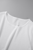 Yellow Casual Solid Patchwork Pleated O Neck Short Sleeve Two Pieces