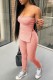 Pink Sexy Casual Solid Backless Slit Strapless Sleeveless Two Pieces